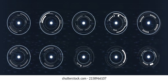 Vector Circle HUD Set.HUD. Futuristic Circle Elements. Elements For Focus. Circular Design. Camera, Gun, Viewfinder Collection,military Collimator Sight