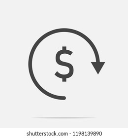 Vector circle icon with arrow and dollar sign. Currency exchange symbol.  Layers grouped for easy editing illustration. For your design.
