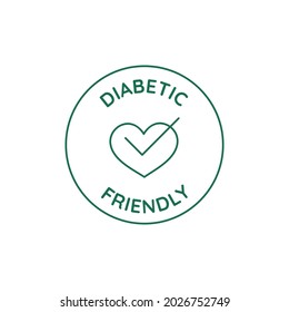 Vector circle icon and emblem in linear style for packaging for organic product - diabetic friendly
