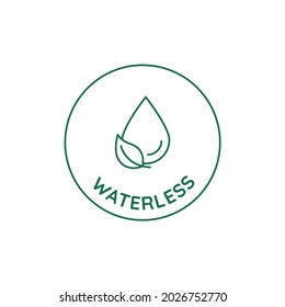 Vector circle icon and emblem in linear style for packaging for organic product - waterless
