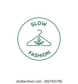 Vector circle icon and emblem in linear style for packaging for organic product - slow fashion
