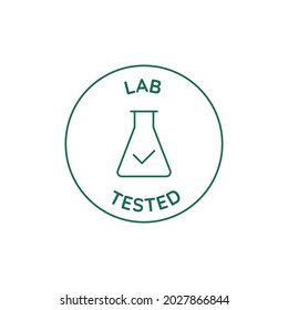 Vector circle icon and emblem in linear style for packaging for organic product - lab tested
