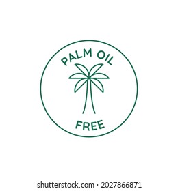 Vector circle icon and emblem in linear style for packaging for organic product - palm oil free
