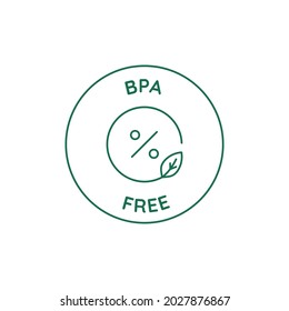 Vector circle icon and emblem in linear style for packaging for organic product - bpa free