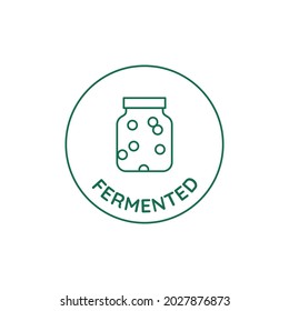 Vector circle icon and emblem in linear style for packaging for organic product - fermented