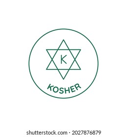 Vector circle icon and emblem in linear style for packaging for organic product - kosher