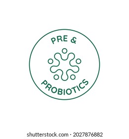 Vector circle icon and emblem in linear style for packaging for organic product - pre and probiotics