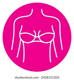 Vector circle icon lines of female torso with bra and lace. Isolated on white background