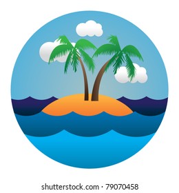 Vector Circle Illustration Island Waves Stock Vector (Royalty Free ...