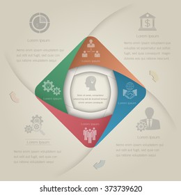 Vector circle infographic 4 options with high quality business icons.Template set for presentation, paper, chart, project and report.