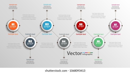 Vector circle infographic with 7 steps. Template for diagram, graph, presentation and chart. Business concept, parts, steps or processes. Eps 10