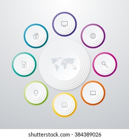 Vector circle infographic. Business concept with 8 options, parts, steps or processes. Abstract background.