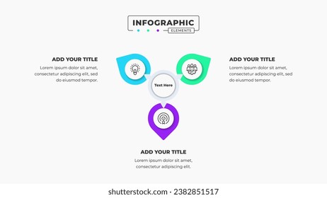Plantilla de presentación de negocios de infografía de círculo vectorial con 3 pasos o opciones