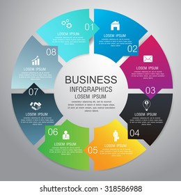 Vector circle infographic business template design. Can be used for workflow layout, diagram, number options, web design, business concept.