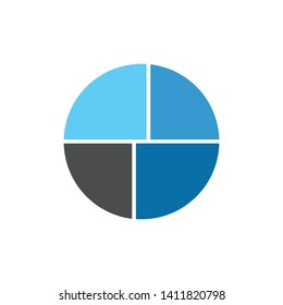 Vector circle infographic chart with four parts. Template for diagram, graph, presentation and chart. Business concept with four options, parts, steps or processes. Vector illustration.