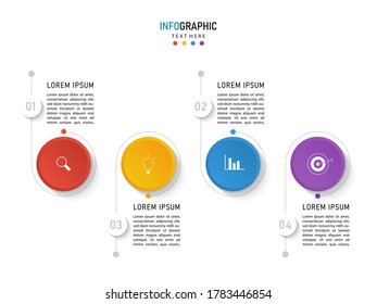 Vector circle infographic with colorful. Template for cycle diagram, graph, presentation and round chart. Business concept with 4 options, parts, steps or processes.