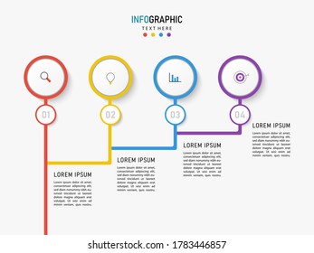 Vector circle infographic with colorful. Template for cycle diagram, graph, presentation and round chart. Business concept with 4 options, parts, steps or processes.