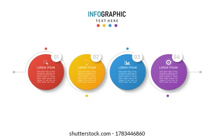 Vector circle infographic with colorful. Template for cycle diagram, graph, presentation and round chart. Business concept with 4 options, parts, steps or processes.