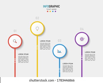 Vector circle infographic with colorful. Template for cycle diagram, graph, presentation and round chart. Business concept with 4 options, parts, steps or processes.