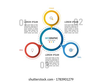 Vector circle infographic with colorful. Template for cycle diagram, graph, presentation and round chart. Business concept with 3 options, parts, steps or processes.