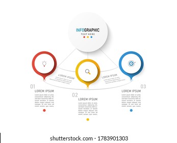 Vector circle infographic with colorful. Template for cycle diagram, graph, presentation and round chart. Business concept with 3 options, parts, steps or processes.