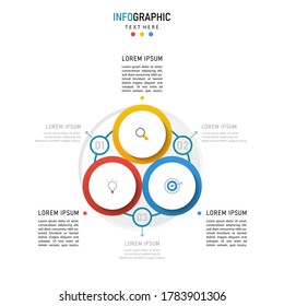Vector circle infographic with colorful. Template for cycle diagram, graph, presentation and round chart. Business concept with 3 options, parts, steps or processes.