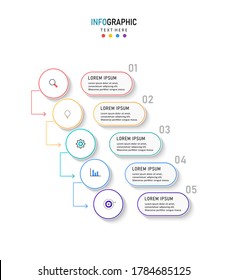 Vector circle infographic with colorful. Template for cycle diagram, graph, presentation and round chart. Business concept with 5 options, parts, steps or processes.
