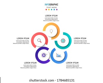 Vector circle infographic with colorful. Template for cycle diagram, graph, presentation and round chart. Business concept with 5 options, parts, steps or processes.
