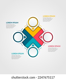 Vector circle infographic, cycle diagram, graph, presentation chart. Business infographics concept with 4 options, parts, and steps. Business Infographic processes. Creative concept for infographic