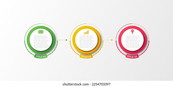 Infografía de círculo vectorial, diagrama de ciclo, gráfico, gráfico de presentación. Concepto de infografía empresarial con 3 opciones, partes y pasos. Procesos de Infografía Empresarial. Concepto creativo para infografía