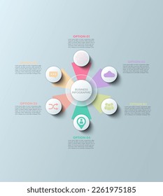 Vector circle infographic, cycle diagram, graph, presentation chart. Business infographics concept with 6 options, parts, and steps. Business Infographic processes. Creative concept for infographic