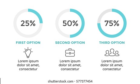 Vector circle infographic, cycle diagram, graph, presentation pie chart. Business concept with 3 options, parts, steps, processes. 16x9 infographics minimal slide. Percents status.