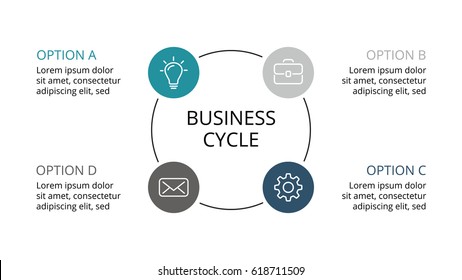 Vector Circle Infographic, Cycle Diagram, Graph, Presentation Chart. Business Concept With 4 Options, Parts, Steps, Processes  Infographics.