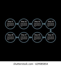 Vector circle infographic. Dark. Business diagrams, presentations and charts. Background.