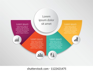 Vector circle infographic design element. Template for diagram, graph, presentation and chart. Business concept with 4 options, parts, steps or processes