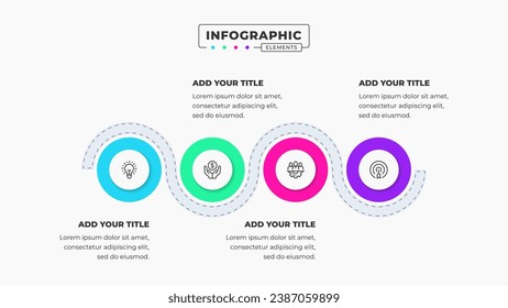 Vector circle infographic design template with icons and 4 options or steps It can be used for process diagrams, presentations, workflow layouts, and flow charts.