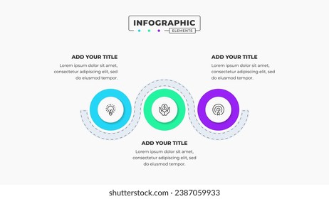 Vector circle infographic design template with icons and 3 options or steps It can be used for process diagrams, presentations, workflow layouts, and flow charts.