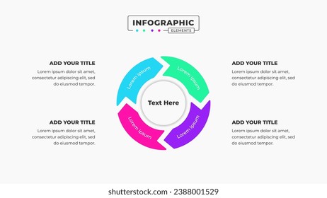 Vector circle infographic design template with icons and 4 options or steps It can be used for process diagrams, presentations, workflow layouts, banners, and flow charts.