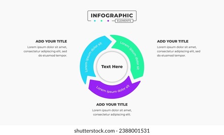 Vector circle infographic design template with icons and 3 options or steps It can be used for process diagrams, presentations, workflow layouts, banners, and flow charts.