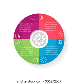 Vector circle infographic design template. Round infographic banner. Number banners template for diagram, graph, presentation or chart. Business concept sequence banners. EPS10 workflow layout.