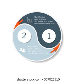 Vector Circle Infographic Design Template. Ying Yang Infographic Banners. Number Banners Template For Diagram, Graph, Presentation Or Chart. Business Concept Sequence Banners. EPS10 Workflow Layout.