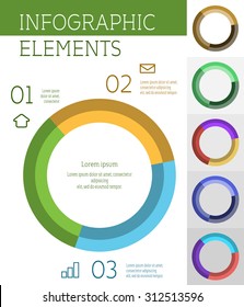 Vector circle infographic elements. Template for cycle diagram, graph, presentation and round chart. Business concept with tree segments,, options or parts. 