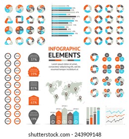 Vector circle infographic elemets set. Template for diagram, graph, presentation and chart. Business concept with 3, 4, 5, 6 options, parts, steps or processes.