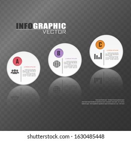 Vector circle infographic number options business concept with 3 steps.