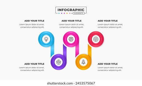 Vector circle infographic presentation design template with 5 steps or options