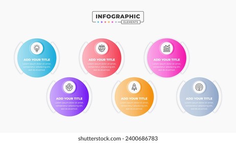 Vector circle infographic presentation template with six steps or options