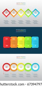 Vector circle infographic set. Business diagrams, round arrows graphs, puzzle presentations and charts. Data infographics with 5 options, parts, steps, cycle processes.