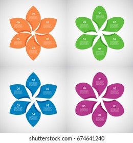 Vector circle infographic set. Business diagrams, round graphs, presentations and charts. Data infographics with 6 options, parts, steps, cycle processes.