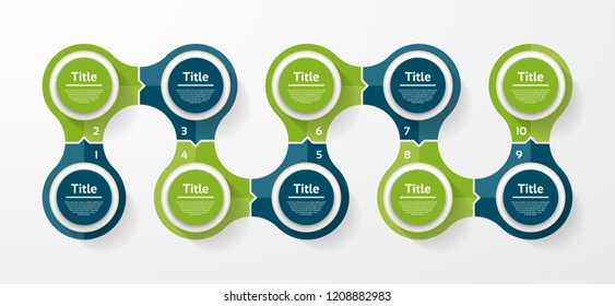 Vector circle infographic. Template for cycle diagram, graph, presentation and round chart. Business concept with 10 options, parts, steps or processes. Abstract background.