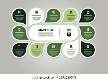 Vector circle infographic. Template for cycle diagram, graph, presentation and round chart. Business concept with 12 options, parts, steps or processes. Abstract background.